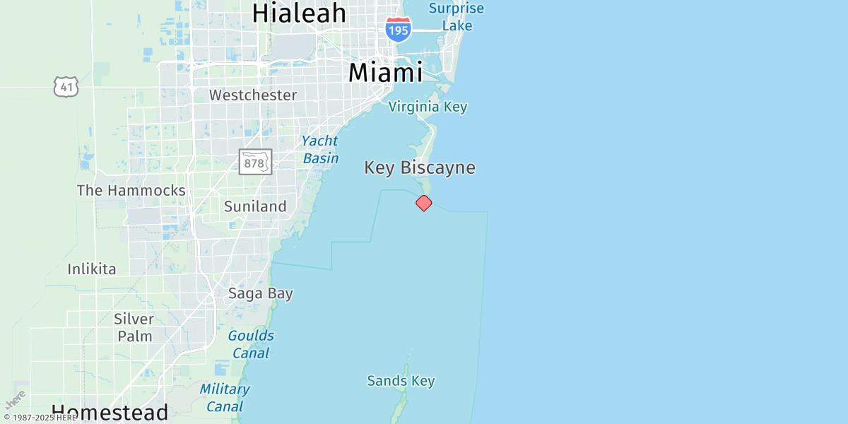 Map of Coral Shoal, Biscayne Channel