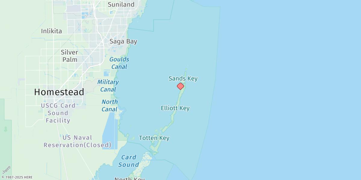 Map of Coon Point, Elliott Key, Biscayne Bay