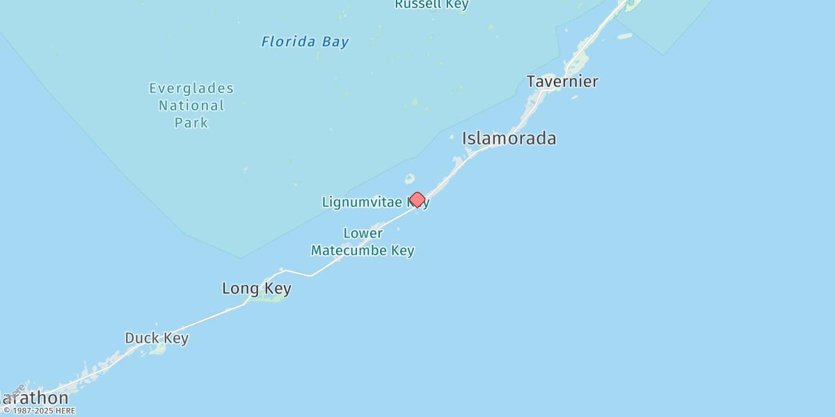 Map of Upper Matecumbe Key, West End, Hawk Channel