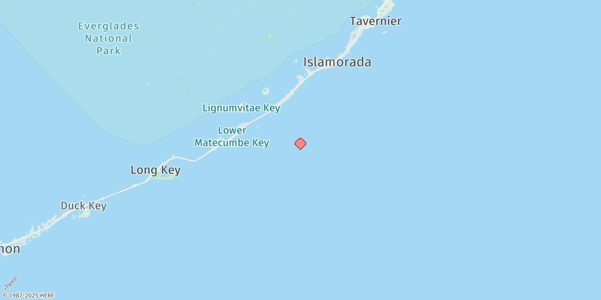 Map of Alligator Reef, Hawk Channel