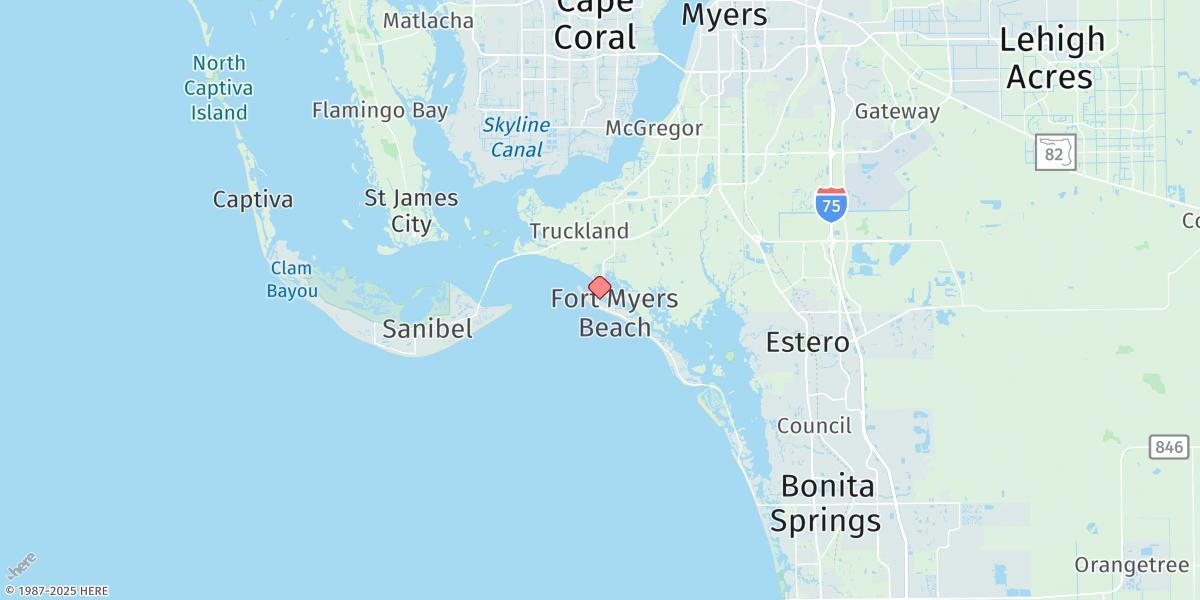 Map of Matanzas Pass (Fixed Bridge) Estero Island