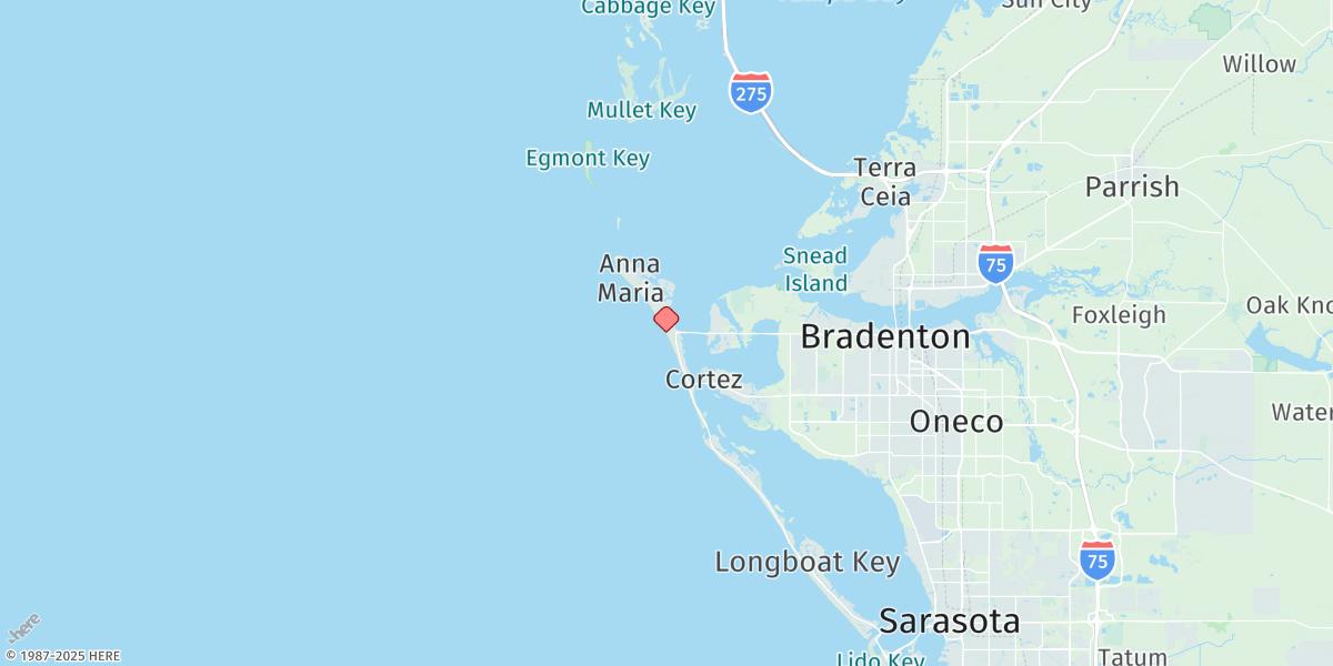 Map of Anna Maria Key, Bradenton Beach