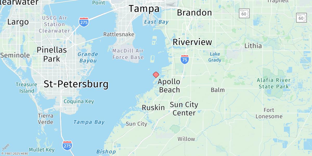 Map of Apollo Beach, Hillsborough Bay