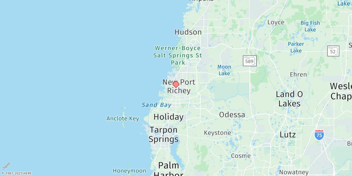 Map of New Port Richey, Pithlachascotee River