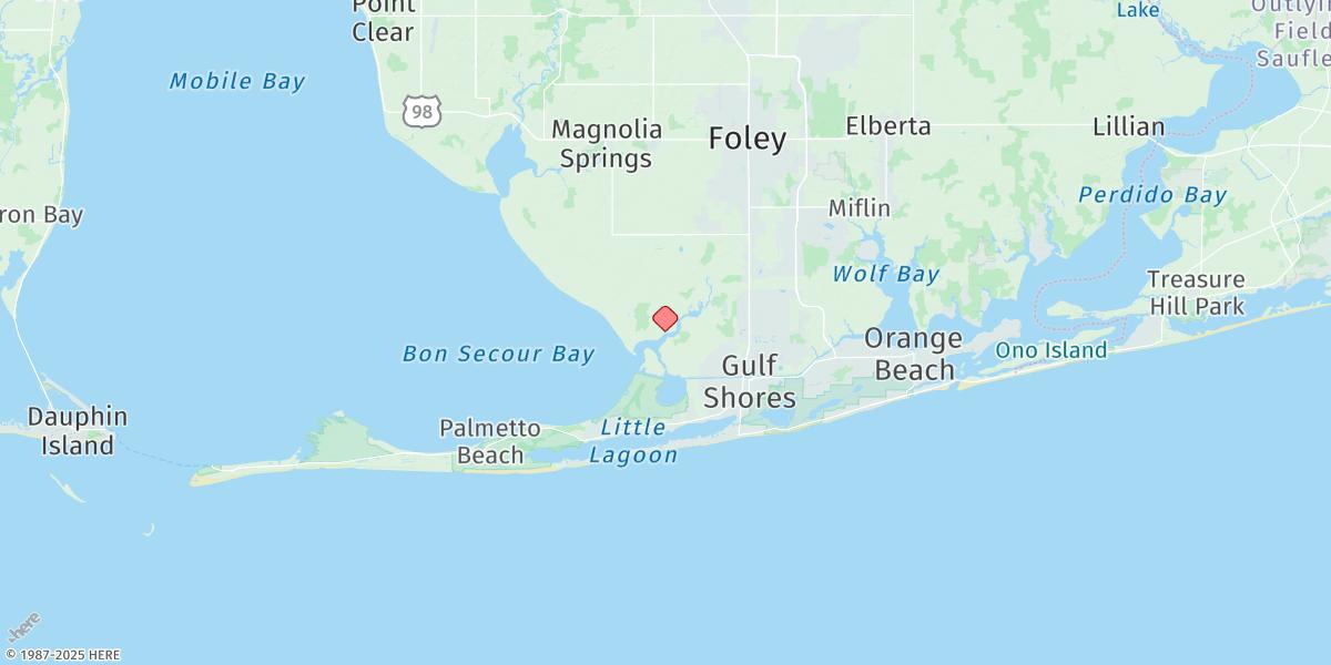 Map of Bon Secour, Bon Secour River