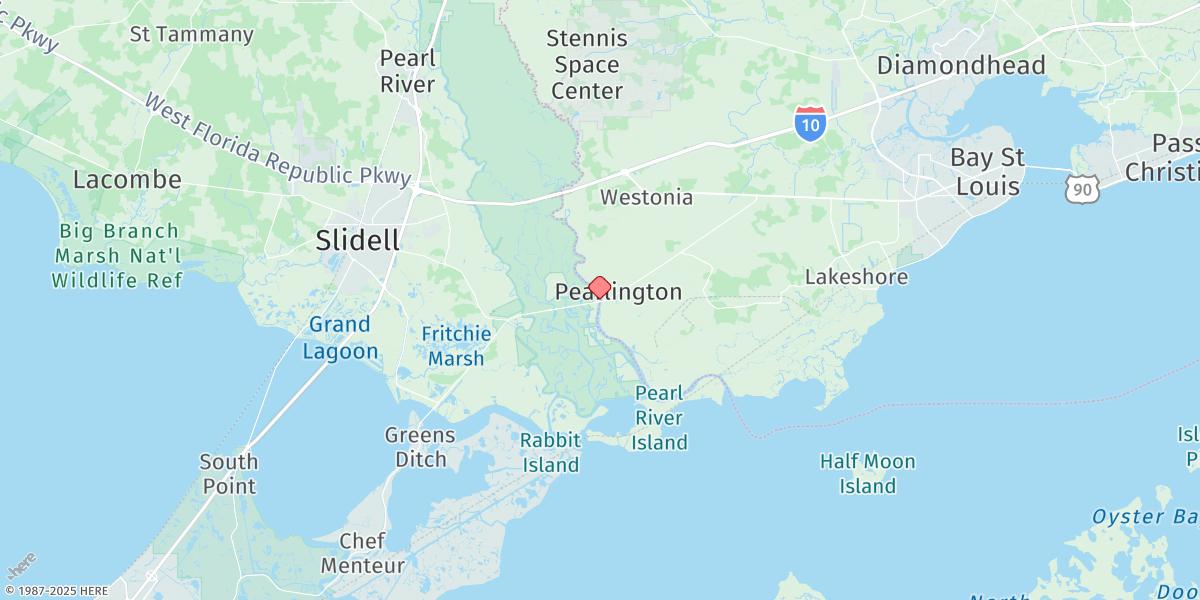 Map of Pearlington, Pearl River