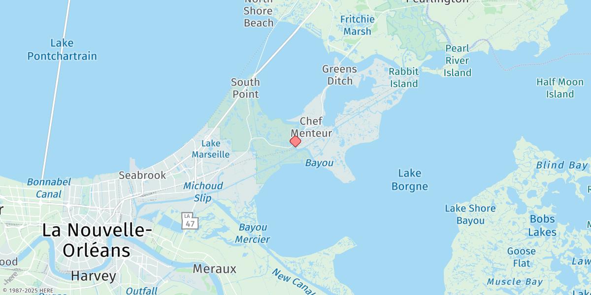 Map of Chef Menteur, Chef Menteur Pass