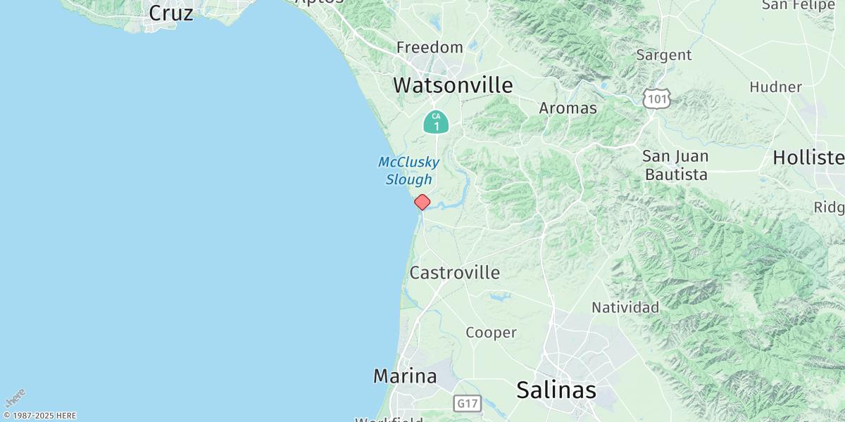 Map of Elkhorn Slough, Highway 1 Bridge