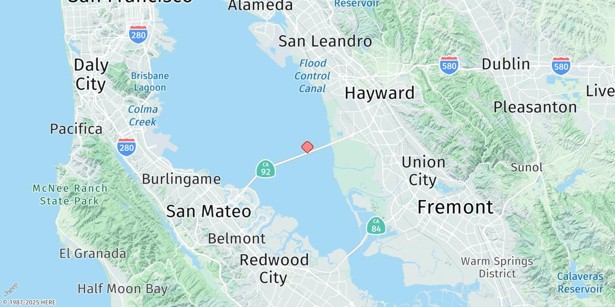Map of San Mateo Bridge (East End)