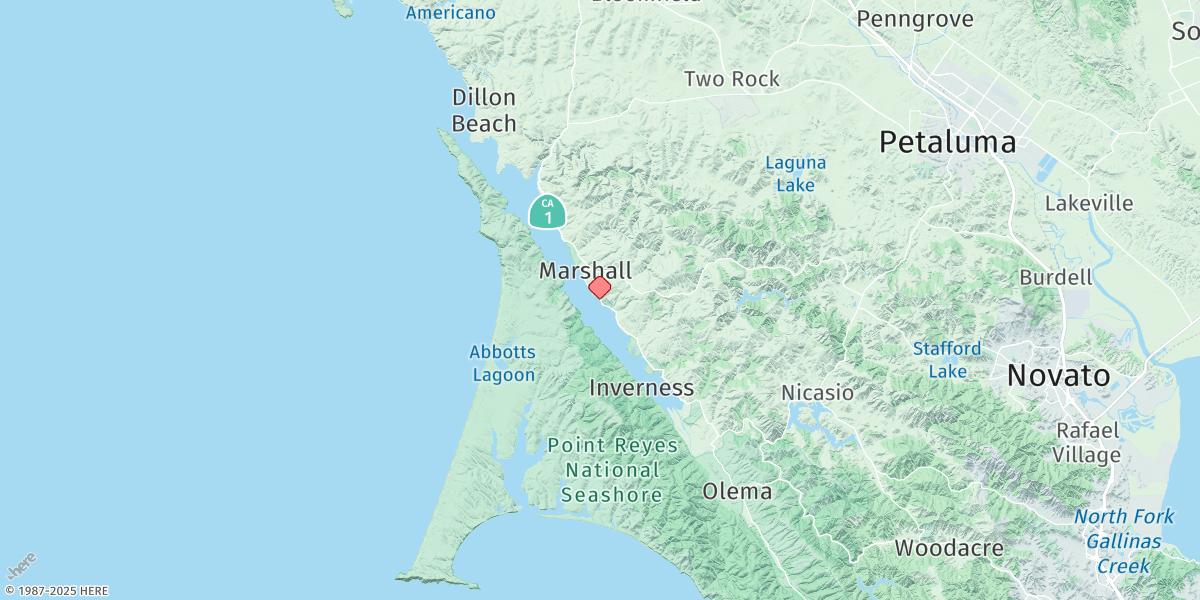 Map of Reynolds, Tomales Bay