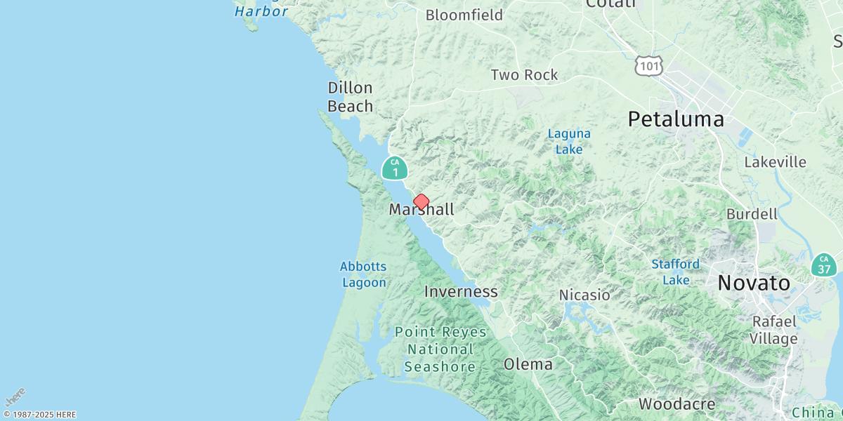 Map of Marshall, Tomales Bay