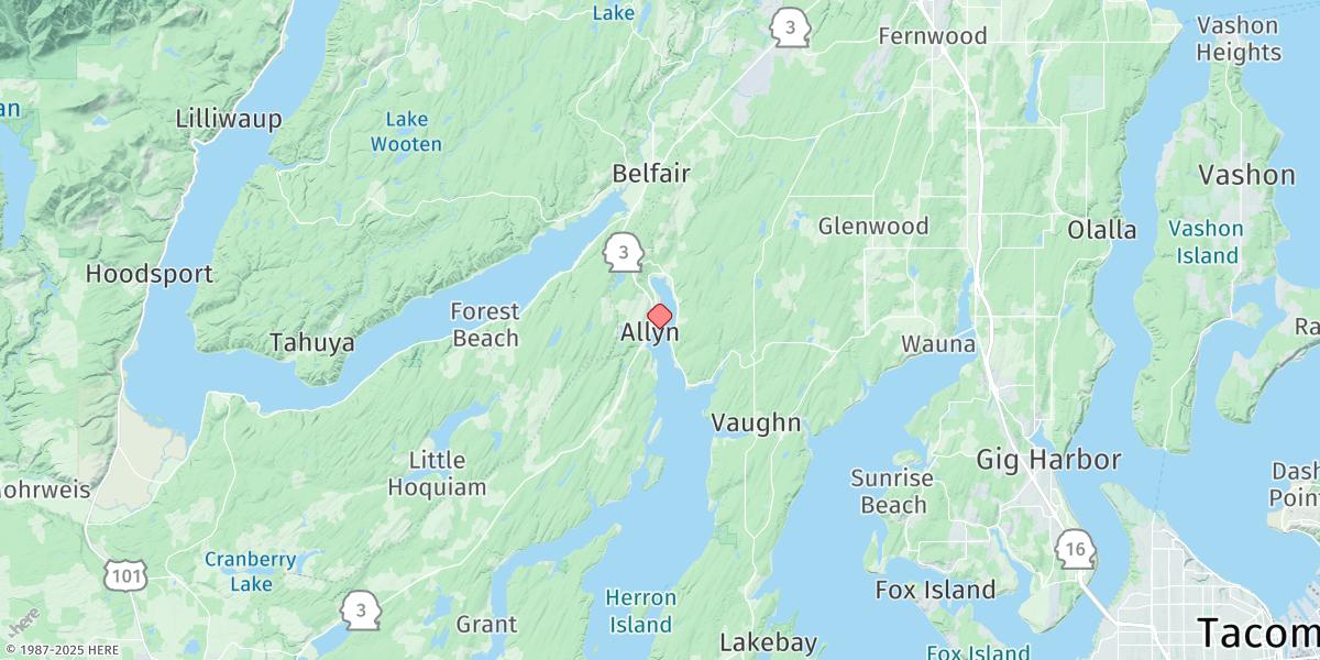 Map of Allyn, Case Inlet