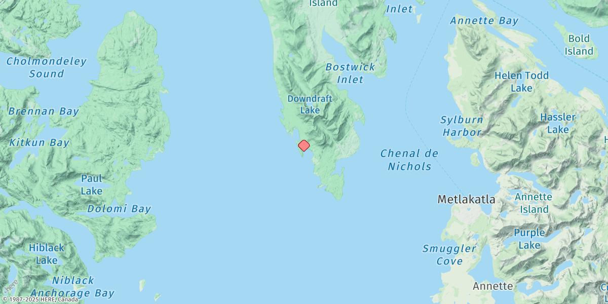 Map of Nehenta Bay, Gravina Island