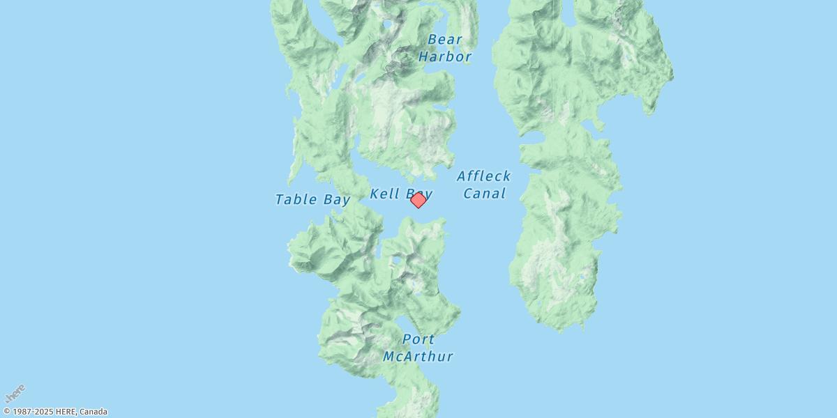 Map of Kell Bay, Affleck Canal, Kuiu Island