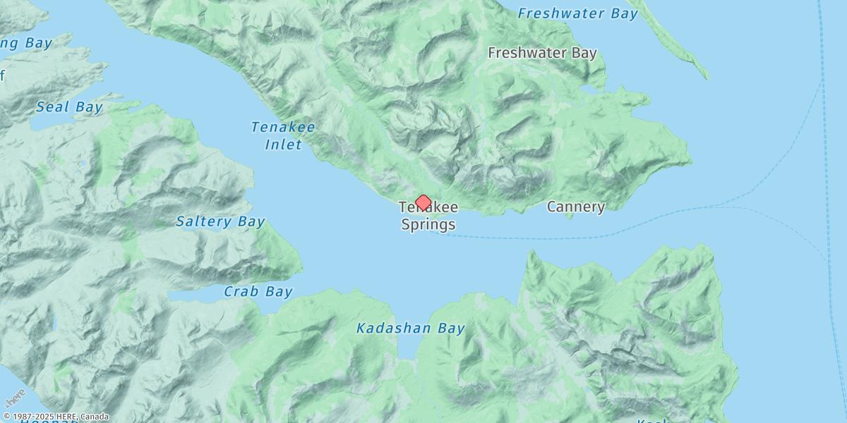 Map of Tenakee Springs, Tenakee Inlet