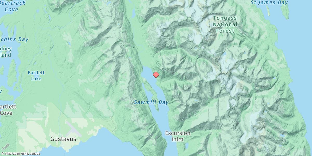 Map of Excursion Inlet, North End