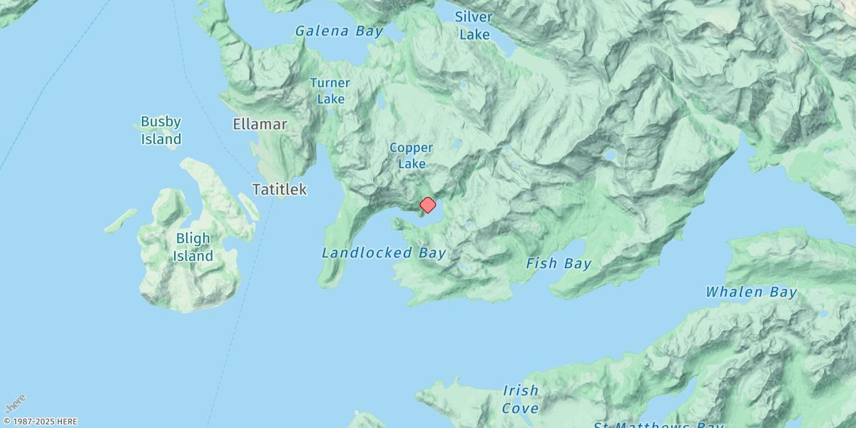 Map of Landlocked Bay, Port Fidalgo