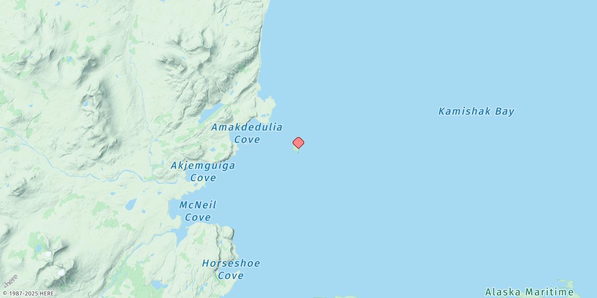 Map of Nordyke Island, Kamishak Bay