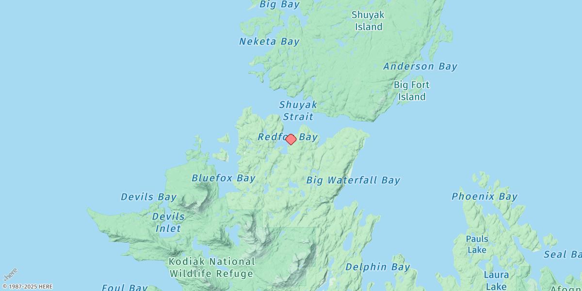 Map of Redfox Bay, Shuyak Strait