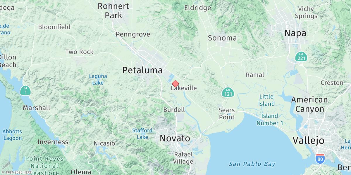 Map of Lakeville, Petaluma River