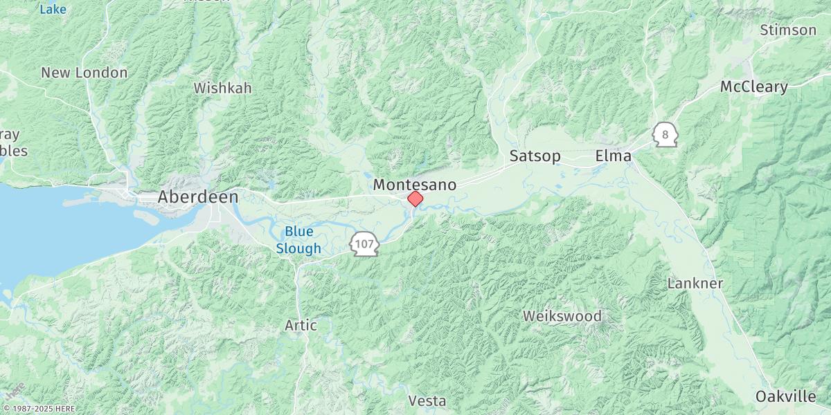 Map of Montesano, Chehalis River