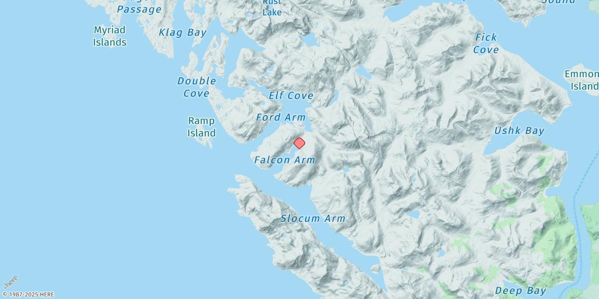 Map of Falcon Arm, Slocum Arm