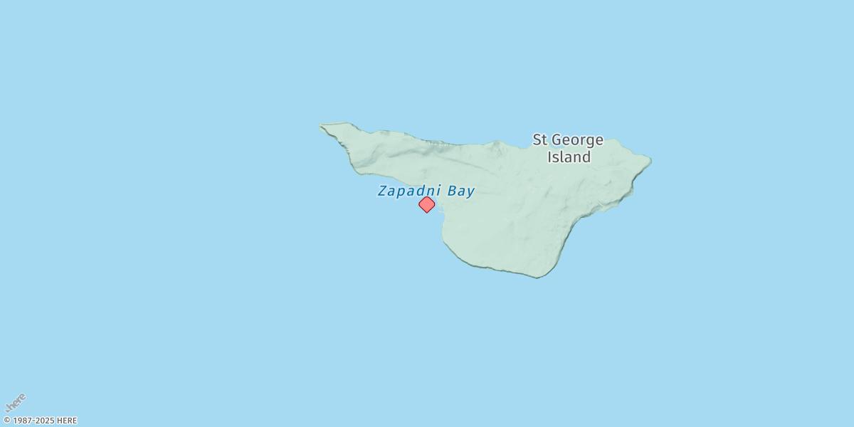 Map of Zapadni Bay, St. George Island, Bering Sea