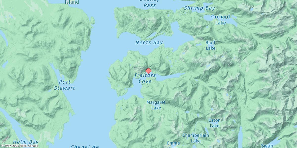 Map of Traitors Cove (Inside Narrows)