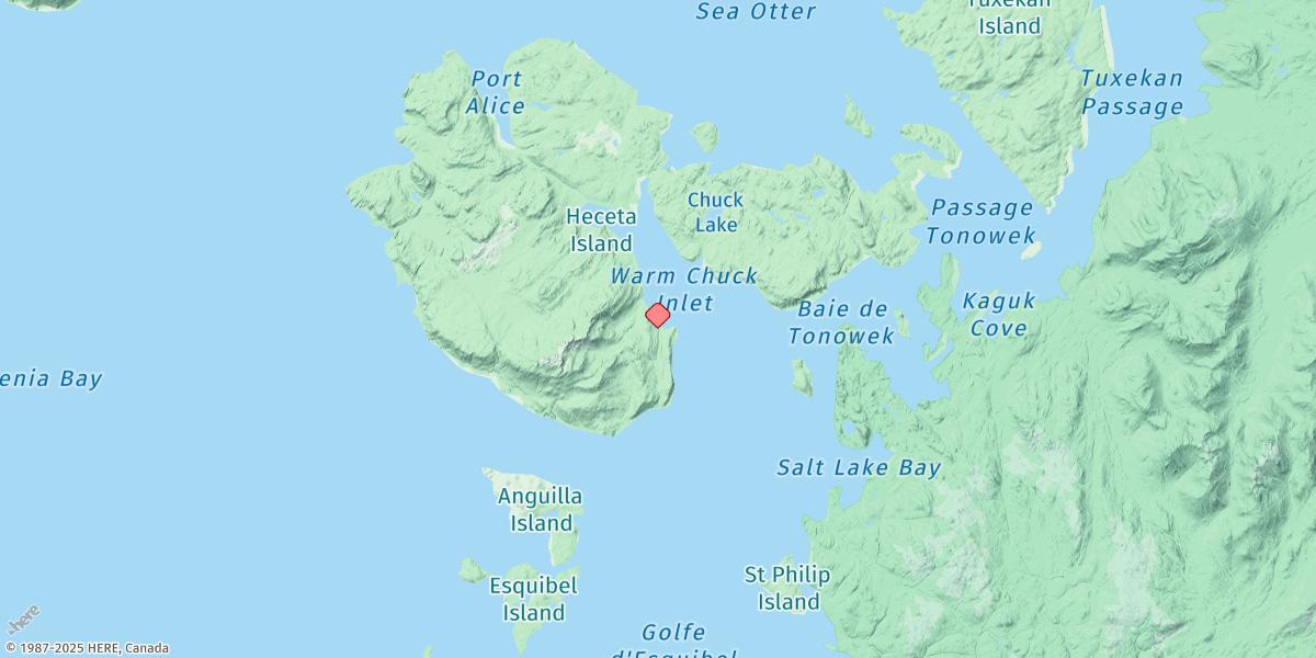 Map of Warm Chuck Inlet, Tonowek Bay, Gulf Of Esquibel