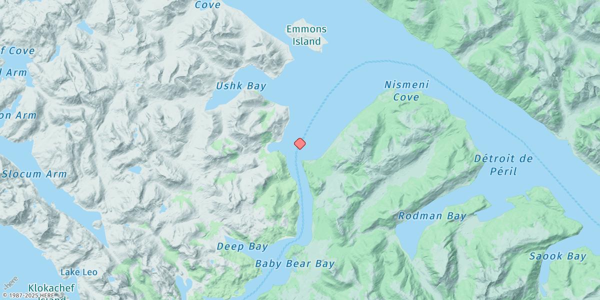 Map of Povorotni Island, Pogibshi Point