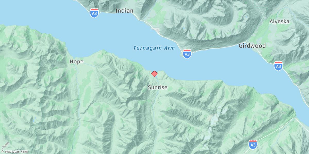 Map of Sunrise, Turnagain Arm, Cook Inlet