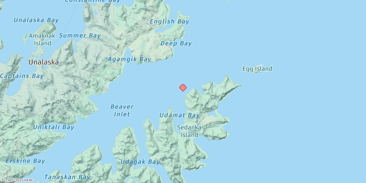 Map of Udamat Bay, Sedanka Island, Unalaska Island