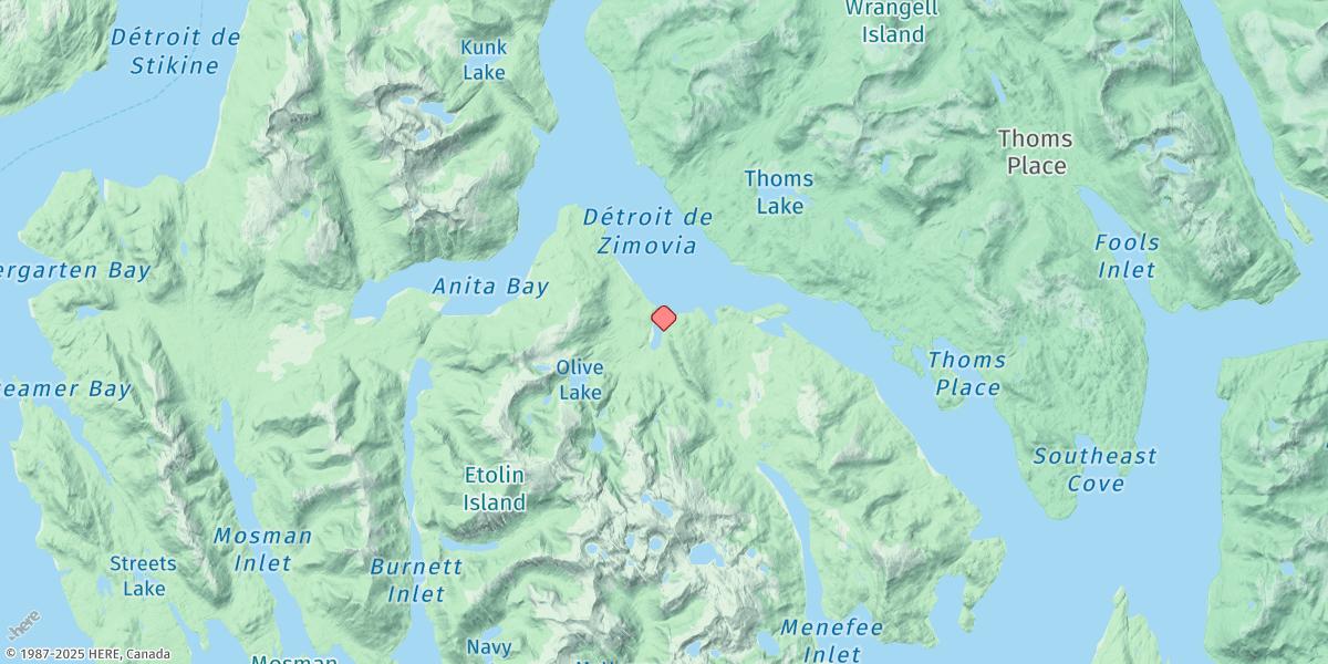 Map of Olive Cove, Zimovia Strait