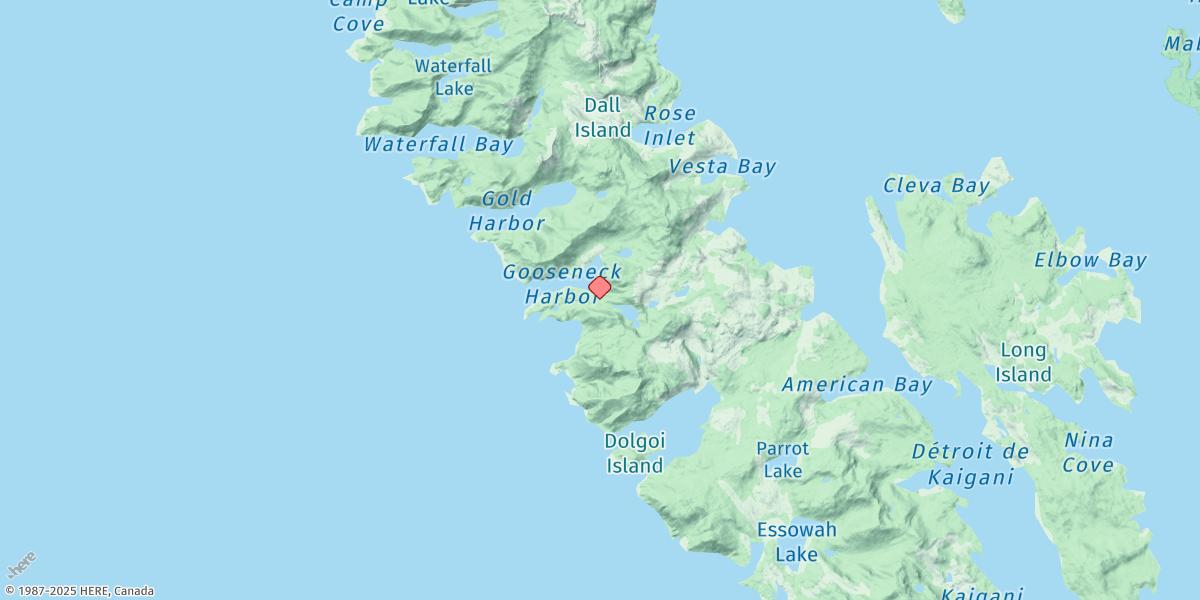 Map of Gooseneck Harbor, Dall Island