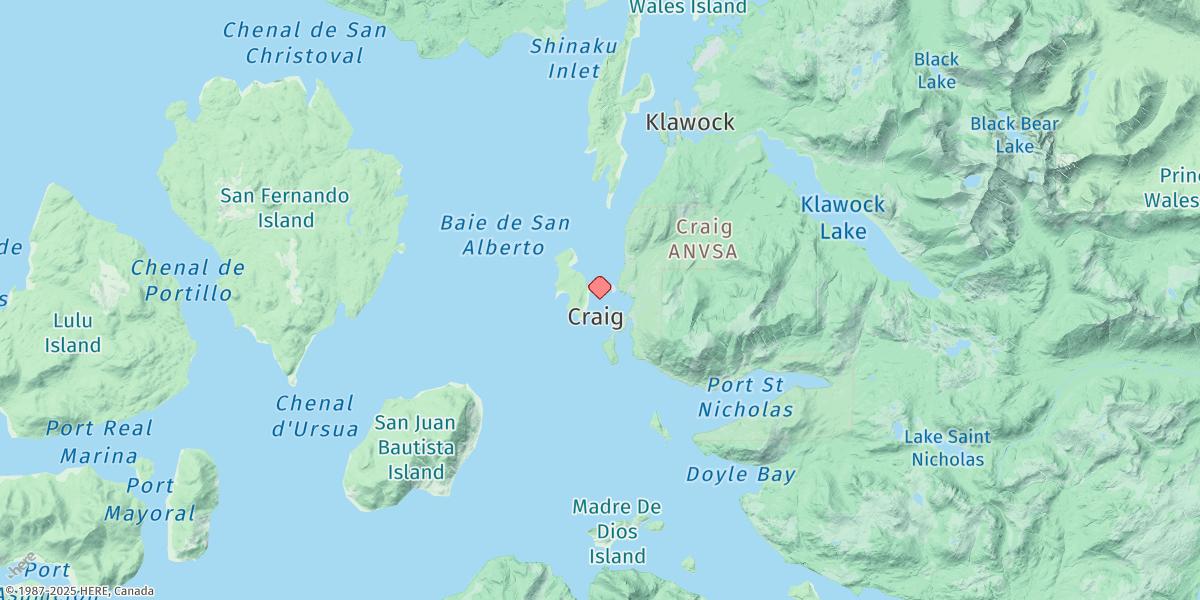 Map of Craig, Bucareli Bay