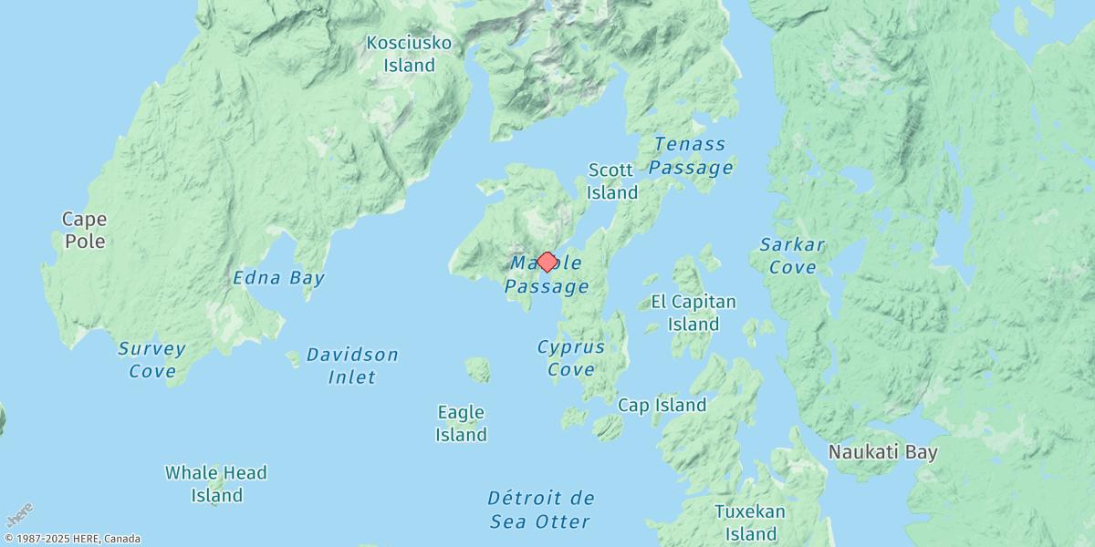 Map of Marble Passage, Davidson Inlet
