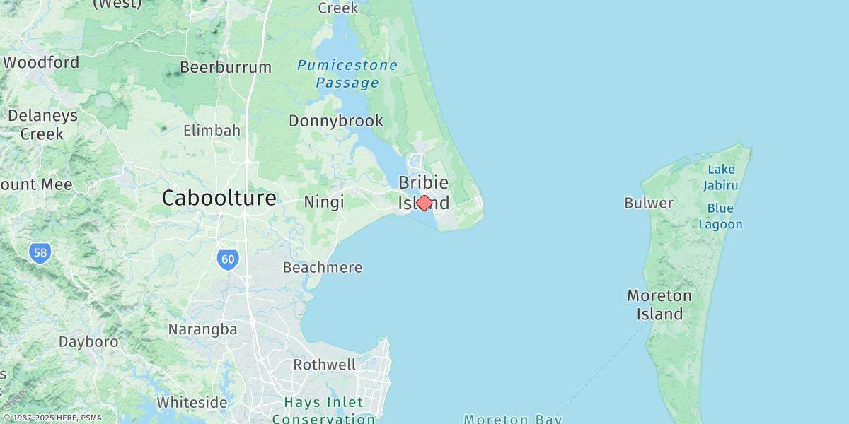 Map of Bribie Island, Bongaree