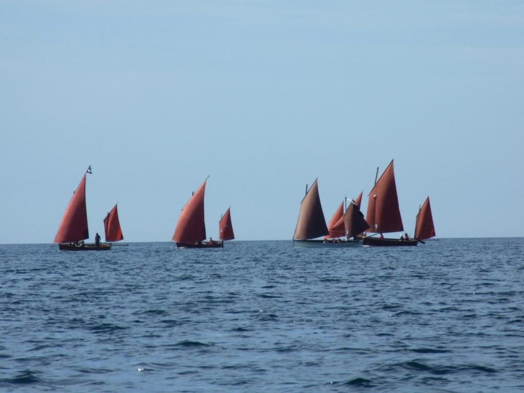 Cornish lugger sailing regatta Looe harbour