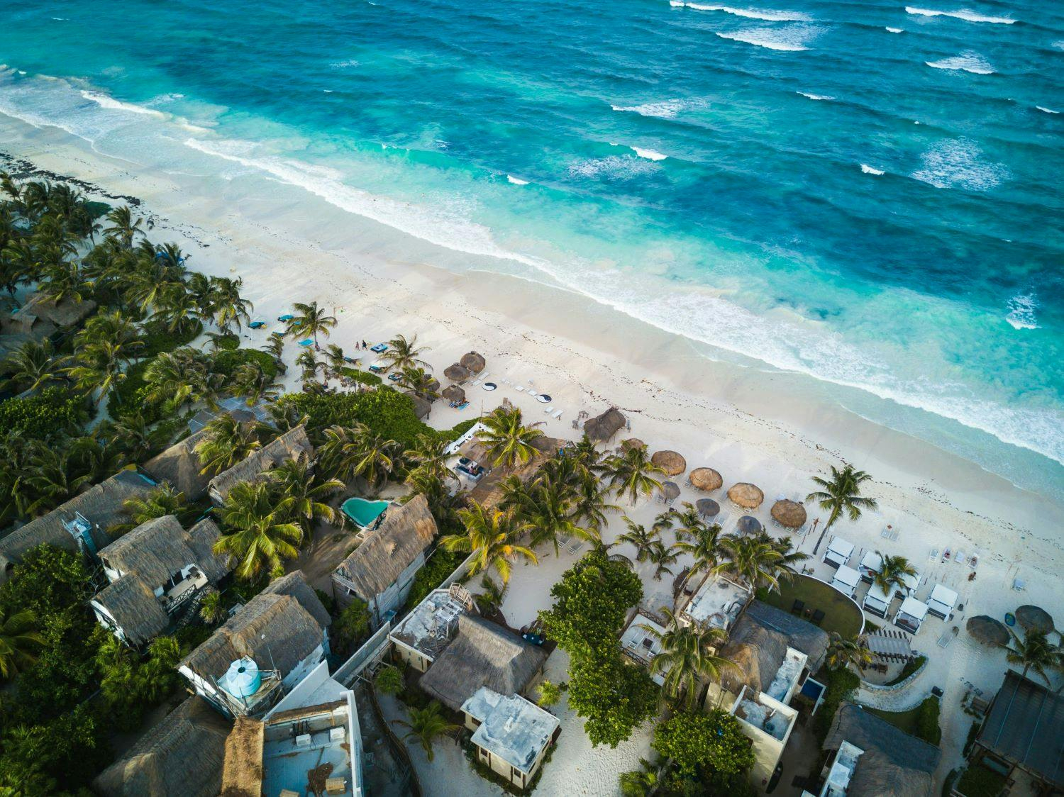 Aerial photo of a beach in Mexico