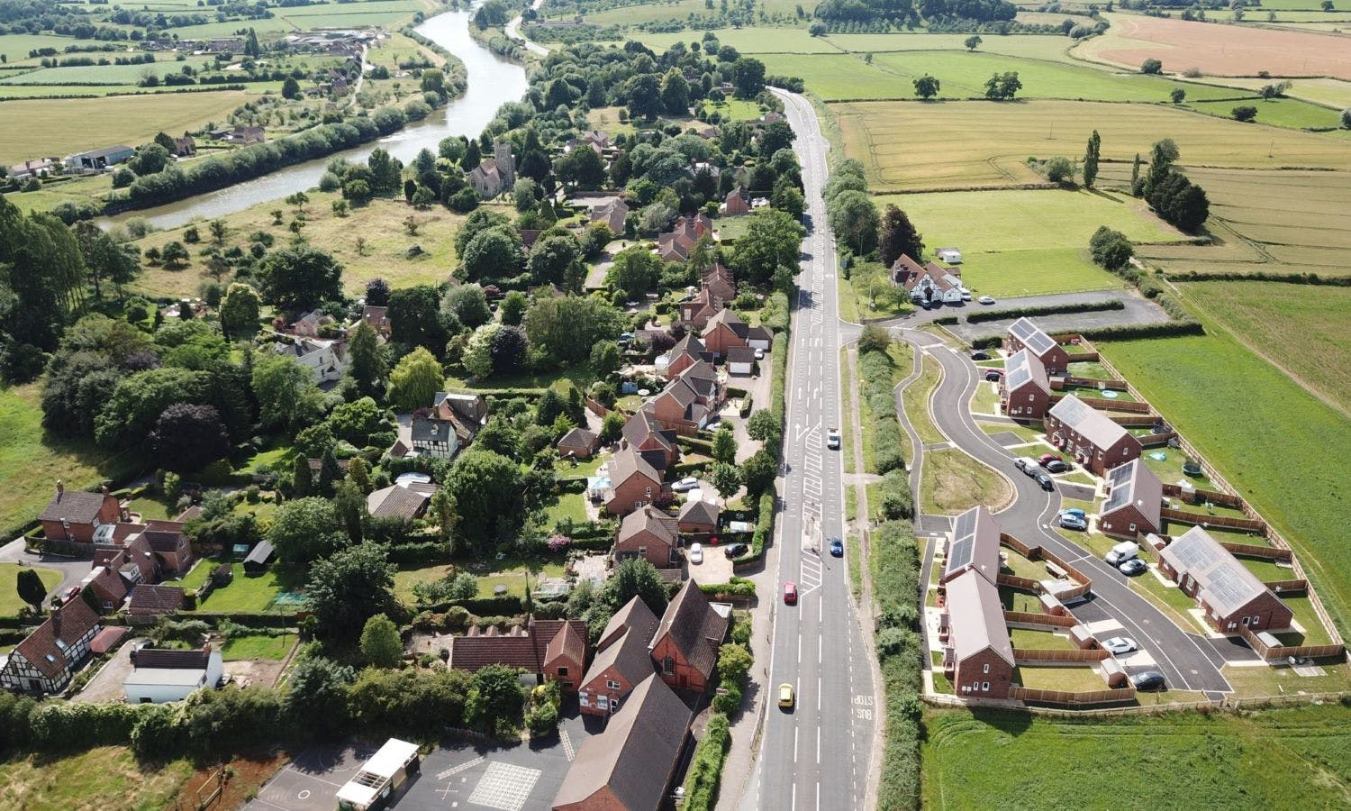 Aerial shot of Minsterworth